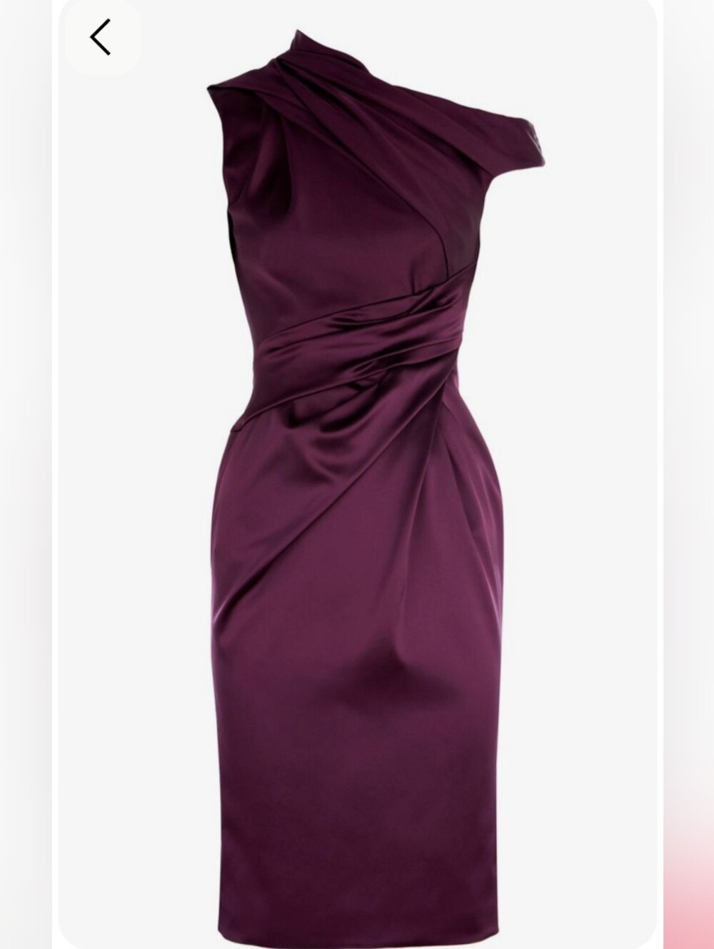Karen Millen Pencil US 6 Plum Satin Draped Cocktail Sheath Dress